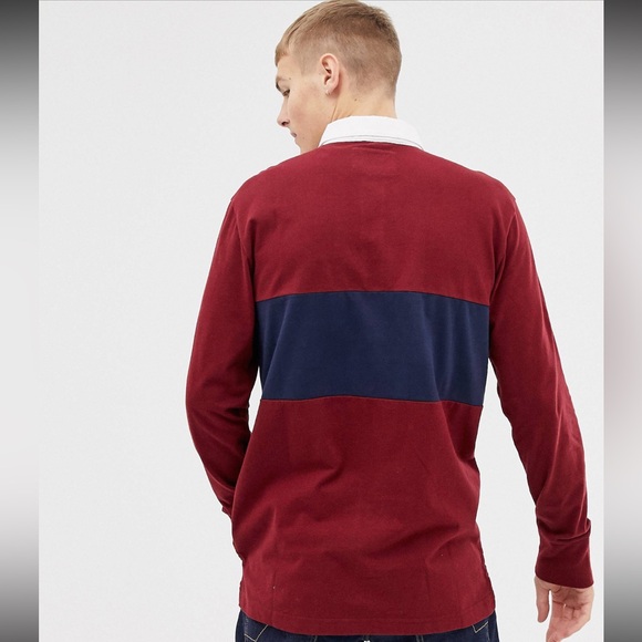 Hollister icon logo chest panel long sleeve rugby polo - Picture 2 of 10